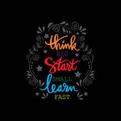 Think Big, start small, learn fast .Motivational Quote Poster.