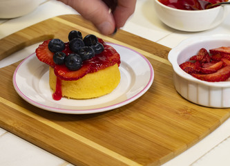 Preparing Fresh Berry Shortcake Dessert V