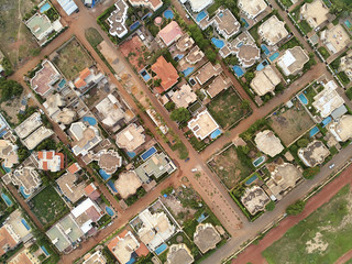 Aerial Drone view of niarela Quizambougou Niger Bamako Mali