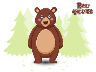 Cute Cartoon Bear Characters. Vector Illustration Cartoon Style.