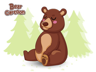 Cute Cartoon Bear Characters. Vector Illustration Cartoon Style.