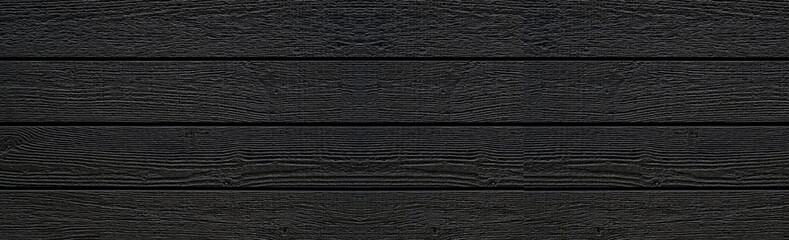 Panorama of Black wood wall pattern and seamless background