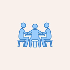 players at the table in the casino icon. Element of casino icon for mobile concept and web apps. Field outline players at the table in the casino icon can be used for web