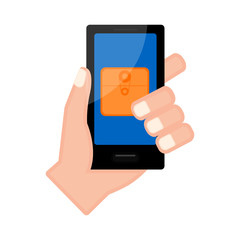 Hand holding a smartphone with a folder icon