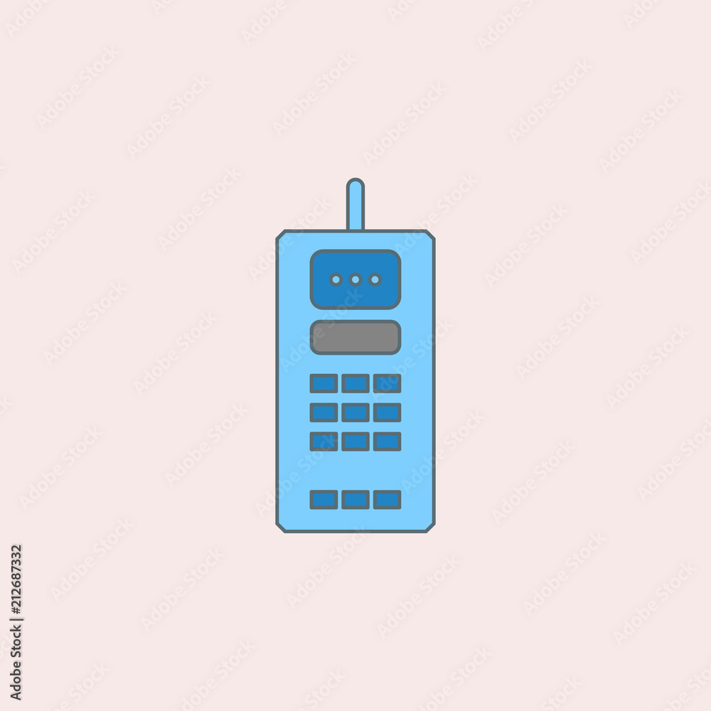 Poster the first mobile phone field outline icon. element of generation icon for mobile concept and web app