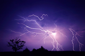 Thunder, lightnings and stormy night.