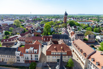 Fototapeta na wymiar Landscape view from a church tower in Burg / Germany.
