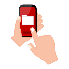 Hand holding a smartphone with a folder icon