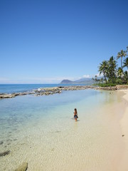 Fototapeta na wymiar Tropical wild beach koolina west side Oahu island hawaii