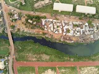 Aerial Drone view of niarela Quizambougou Niger Bamako Mali