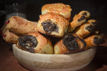 Sweet pastries and milk