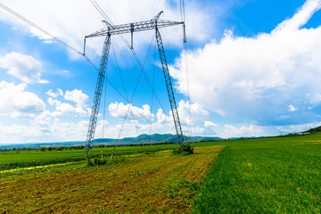 pylons in field