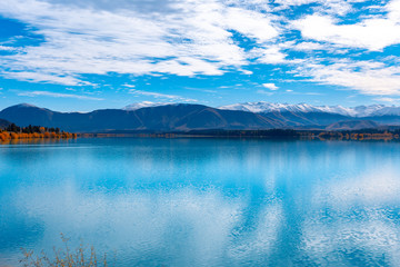 Autumn in Lake Pukaki , south Island, New Zealand landscape