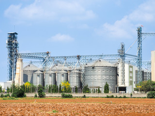 Industrial factory of animal feed storage.