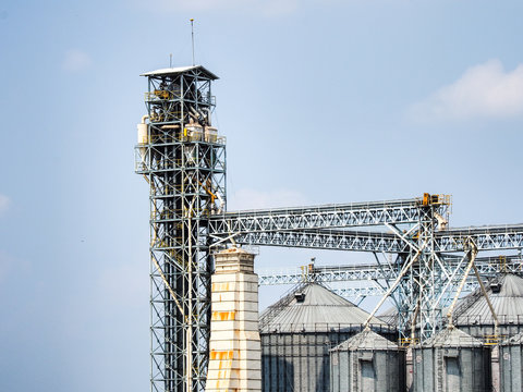 Industrial Factory Of Animal Feed Storage.