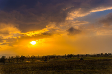 Fototapeta na wymiar sunset over the field