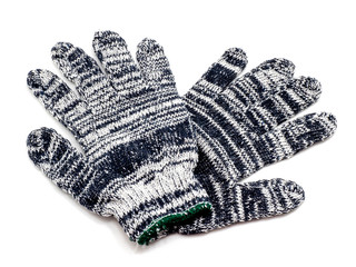 Cotton work gloves isolated on white background.