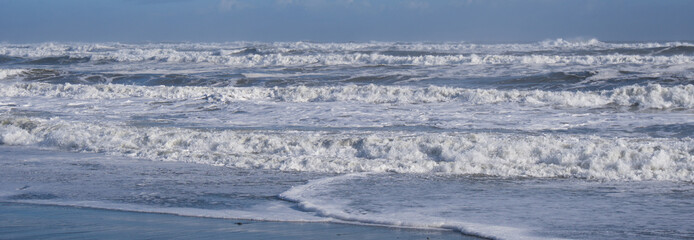 Angry sea at Hokitika beach, west coast of New Zealand