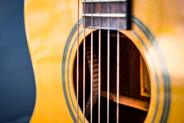 Obraz premium guitar classic build by wooden style use for entertainment on classic jazz and folk song