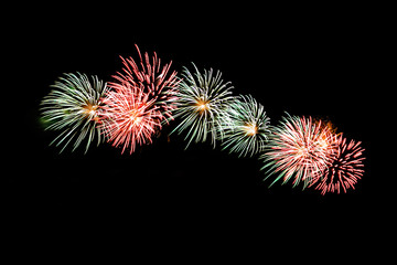 Fireworks light up the sky,New Year celebration.