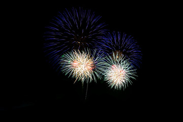 Fireworks light up the sky,New Year celebration.