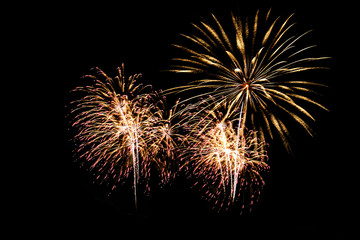 Fireworks light up the sky,New Year celebration.