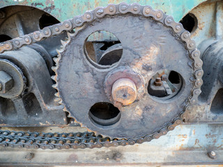 Cable system of blue pile driver machine at construction site