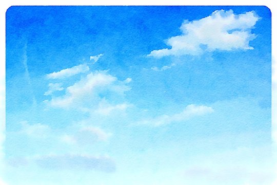 Watercolour blue sky with clouds