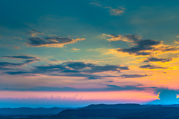 Dramatic clouds at the sunset
