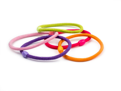 Colorful hair bands on white background.