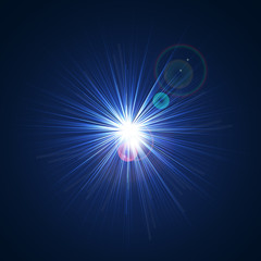 Vector abstract line with glare sun.