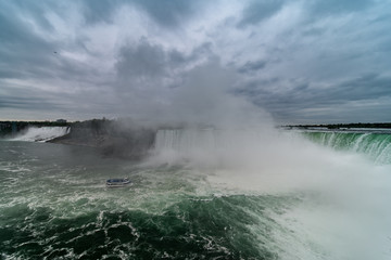 Canadian Niagara Falls panorama with a rainbow