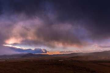 Storm snow clouds at the end of november