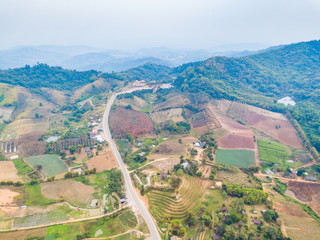 Aerial view of rural area in Khao Kho district