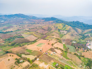 Aerial view of rural area in Khao Kho district