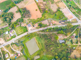 Fototapeta premium Aerial view of rural area in Khao Kho district