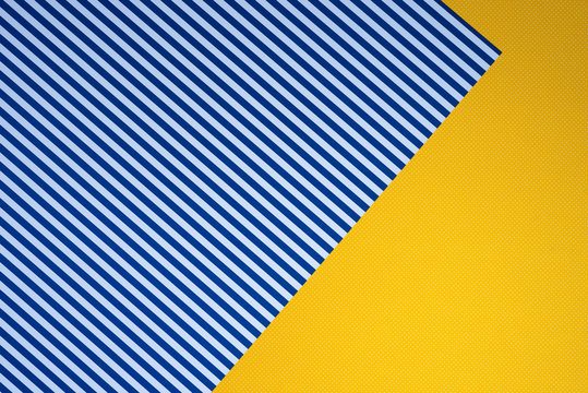 top view of blue striped and yellow dotted templates for background