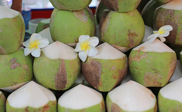 Fresh Topical coconuts at market thailand.