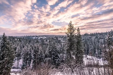 Acrylic prints Lavender Cloudy Winter Sunrise Scene