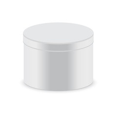 White round closed box packing. Vector illustration.