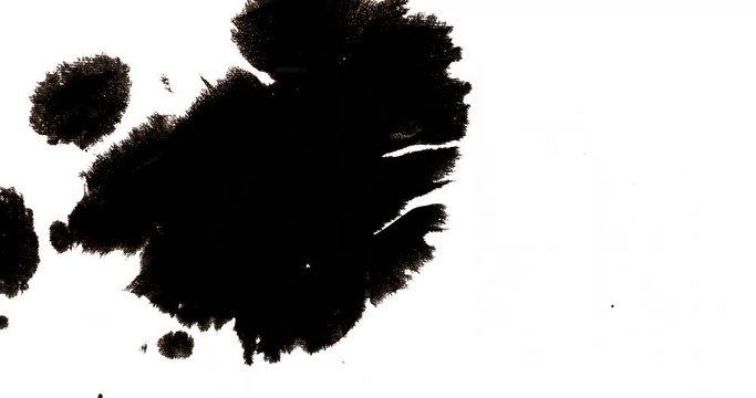 Drawing with Korean black ink spreading over traditional Korean paper