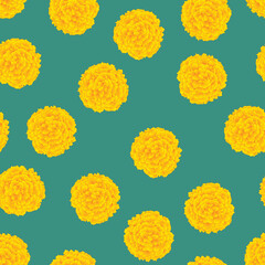 Yellow Marigold On Green Background - 212703592