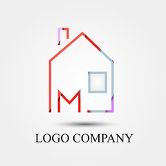 home company with M letter vector logo, symbol, icon for logo company