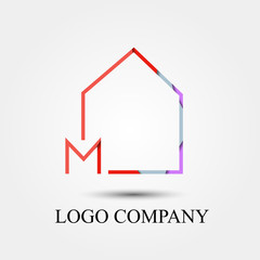 home company with M letter vector logo, symbol, icon for logo company