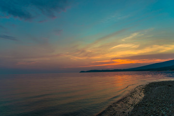 Fototapeta premium View at the sunset in Thassos island, greece