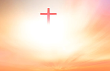 abstract blurred christ cross sunset