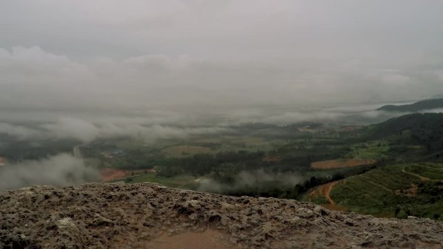 Foggy morning at the top of Broga Hill as the clouds rolled into the countryside 4K