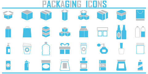 Packaging box icon vector shipping set.