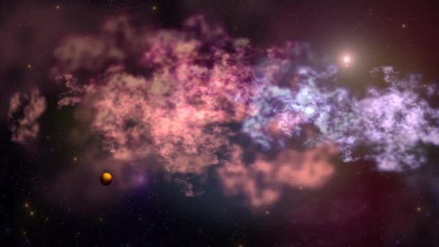 Flying through a nebula in outer space.