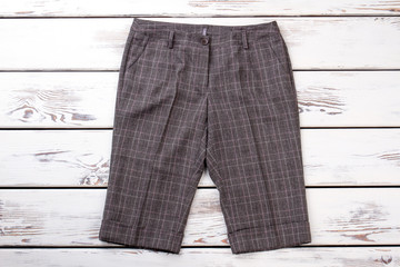 Checkered retro shorts. Women shorts with turn-ups.